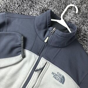 The North Face Jacket Mens Small Gray Fleece Softshell Full Zip‎ Pockets Hiking